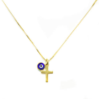 Gold Evil Eye Cross Necklace