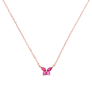 Rose Gold Plated Pink Butterfly Pendant Neklace