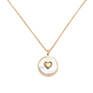 Gold Mother Of Pearl Heart Pendant Necklace