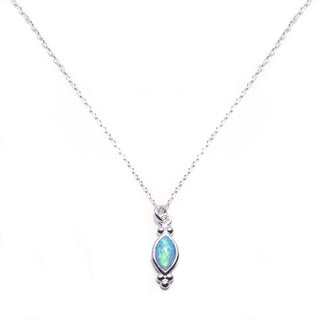 Sterling Silver Blue Opalite Marquise Pendant Necklace