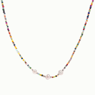 Mult Coloured Bead and Freshwater Pearl Necklace