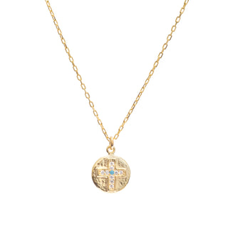 Gold Plated Cross Medallion Pendant Necklace